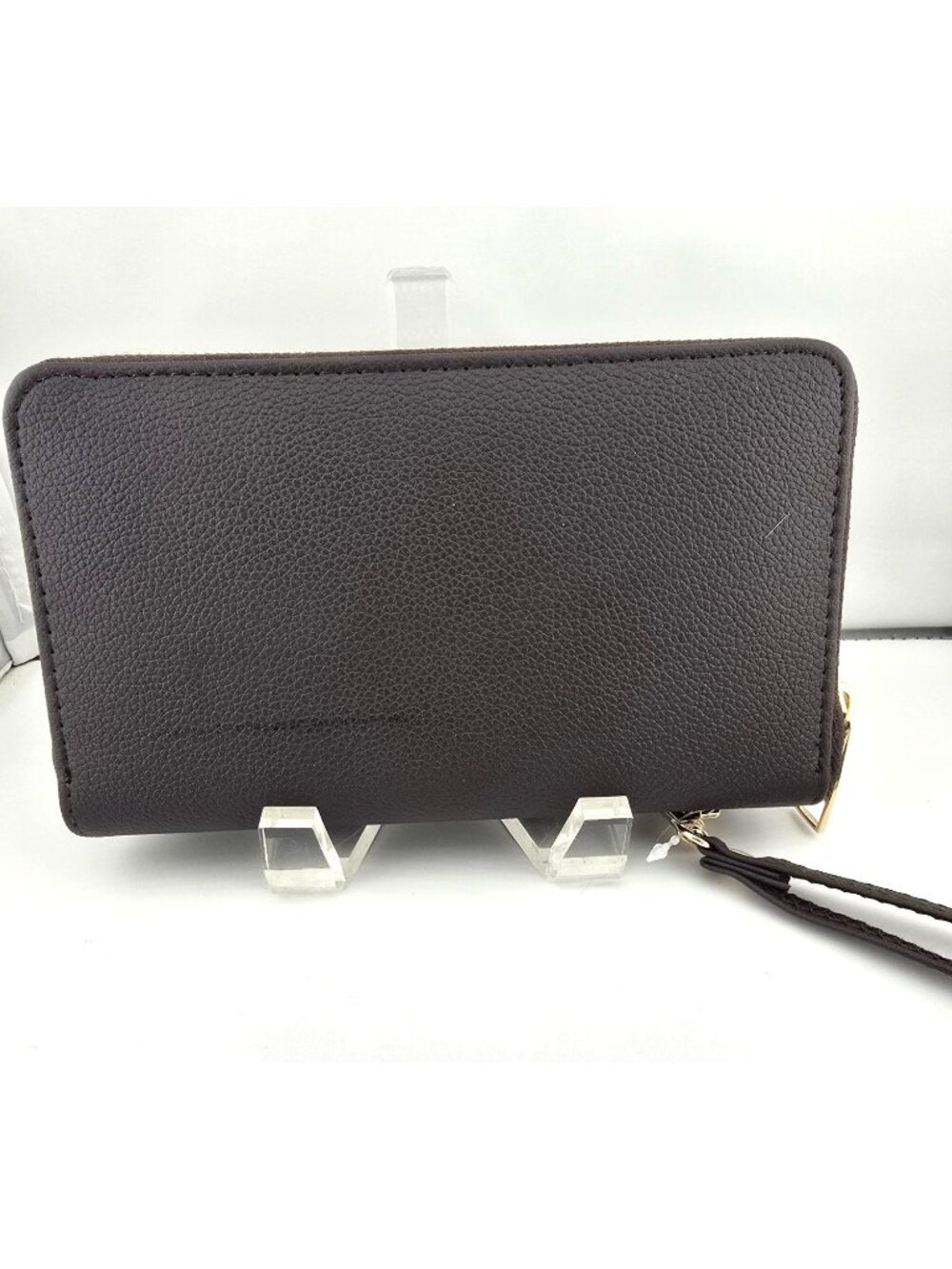 NWOT London Fog Brown Faux Leather Wristlet Wallet Gold Accents & Zipper Closure - Picture 5 of 11